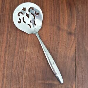 Vintage National Silver Co Stainless Monarch Steel Slotted Serving Spoon Japan